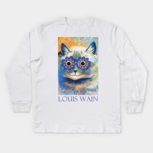 Cat with Daisy Eyes by Louis Wain Kids Long Sleeve T-Shirt